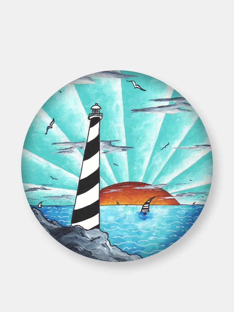 Seeking The Light Round Wall Art - Blue