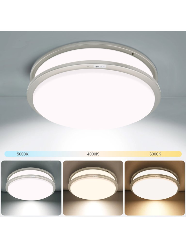 14" Double Ring CCT LED Flush Mount, 20W, 1600 Lumen