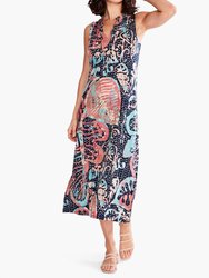 Batik Stamp Dress - Indigo Multi