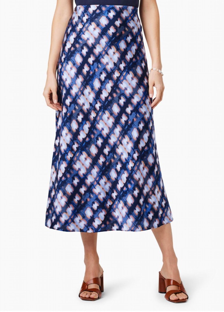 Shibori Glow Slip Skirt In Indigo Multi - Indigo Multi