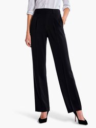 The Avenue Wide Leg Pleated Pant - Black