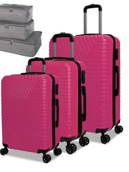 3 Piece Luggage Set With Free Gift - Fuchsia
