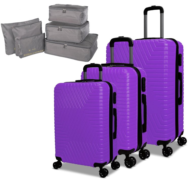 3 Piece Luggage Set With Free Gift - Purple