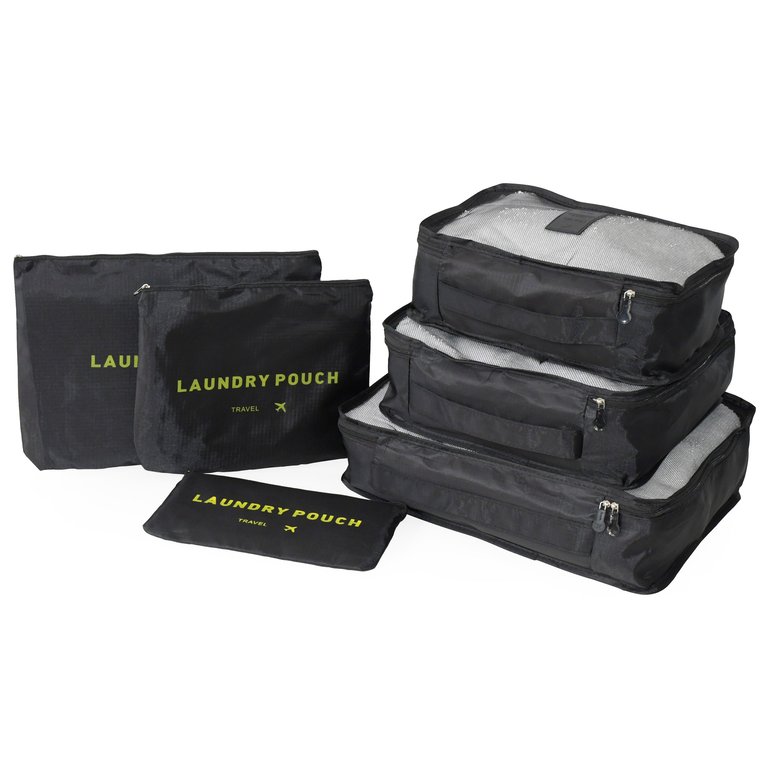 6 Piece Set Luggage Organizer - Black