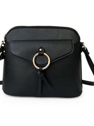 Crossbody Bag With Metal Ring - Black