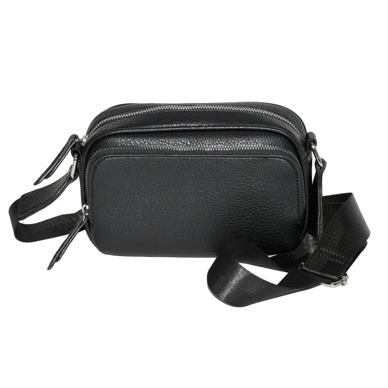 Crossbody With Front Zipper Pocket - Black