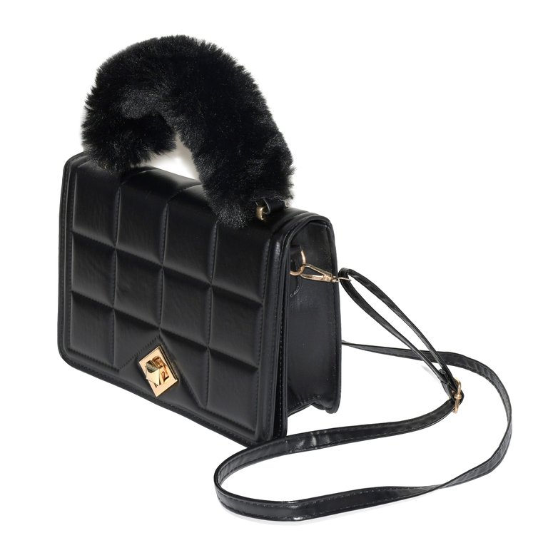 Ladies Handbag With Faux Fur Handle