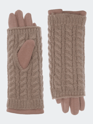 Ladies Knit Gloves With Cable Overlay Cuff