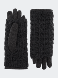 Ladies Knit Gloves With Cable Overlay Cuff