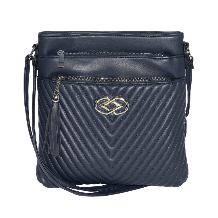 Ladies' Quilted Crossbody Bag - Navy