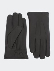 Men's Goat Skin Leather Glove - Black - Black