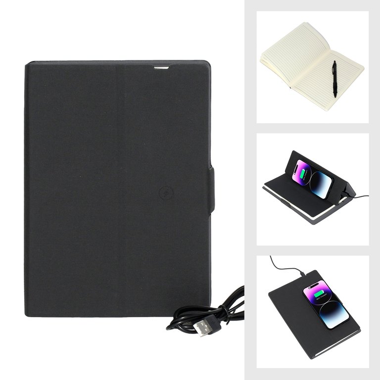 Note Book Wireless Charge Phone Feature - Black