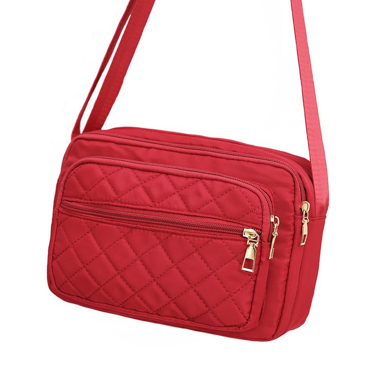 Nylon Quilted Bag - Red