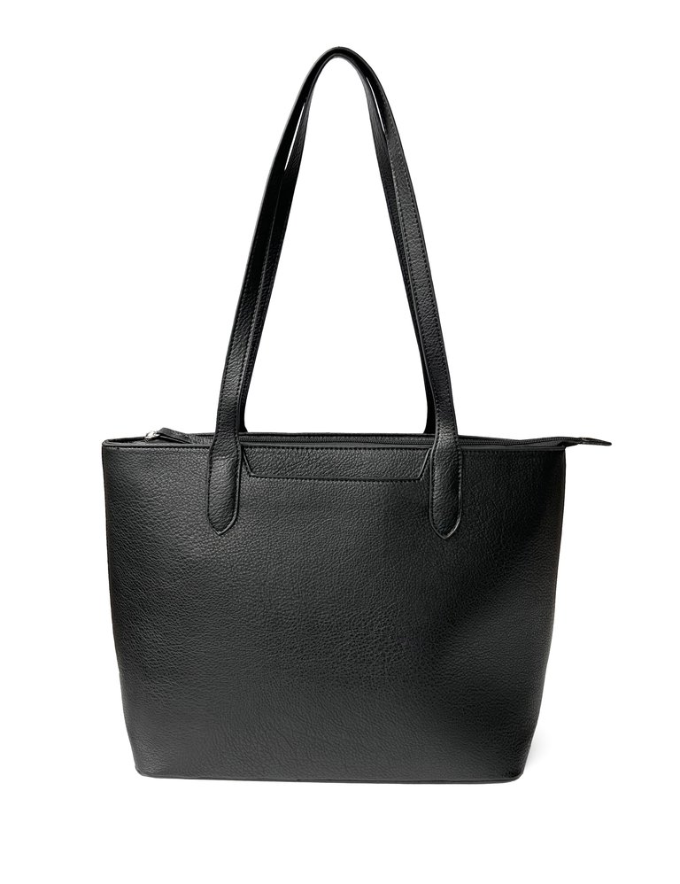 Tote With Slit Pocket - Black