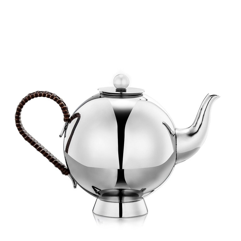 Spheres Tea Infuser Large Wicker Handle - Silver