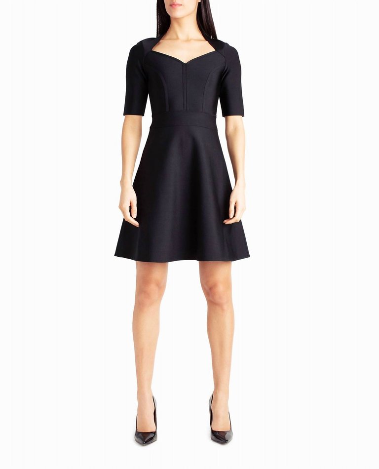 Alice Short Sleeve A-Line Dress In Very Black - Very Black