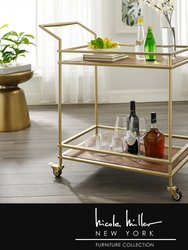 Amaya Bar Cart - Gold/Walnut