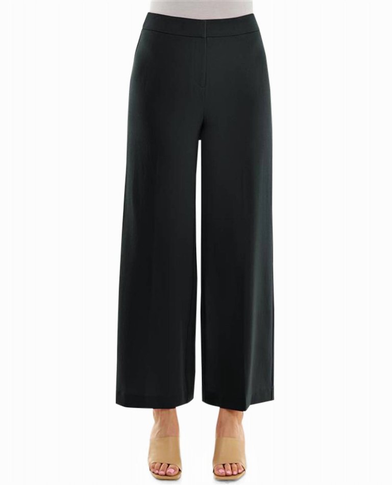 Claire Stretch Crepe Wide Leg Pants In Very Black - Very Black