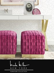 Griffin Ottoman - Fuchsia/Gold