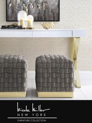 Griffin Ottoman - Taupe/Gold