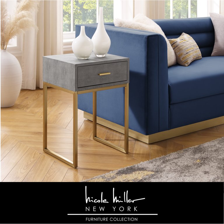 Isidro End Table - Grey/Gold