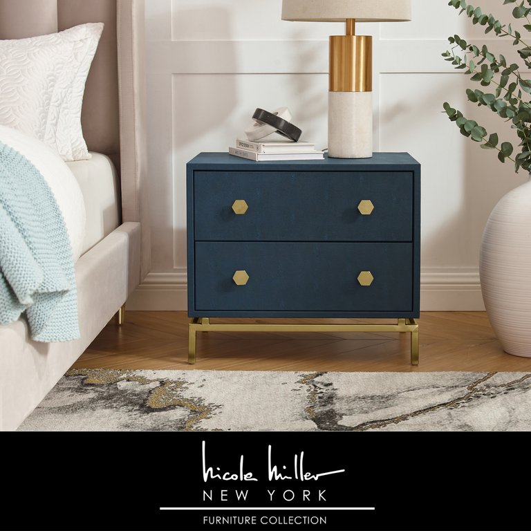 Keshawn Side Table - Navy/Gold