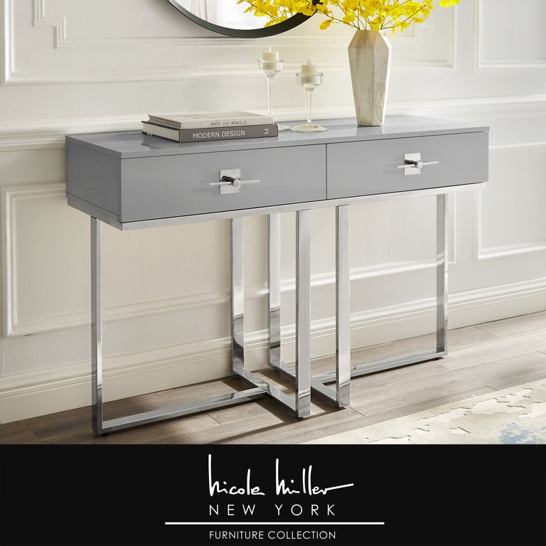 Moana Console Table - Light Grey/Chrome