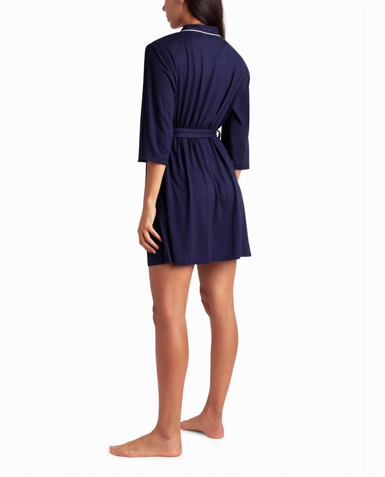 Peached Jersey Three-Piece Sleepwear Set In Peacoat