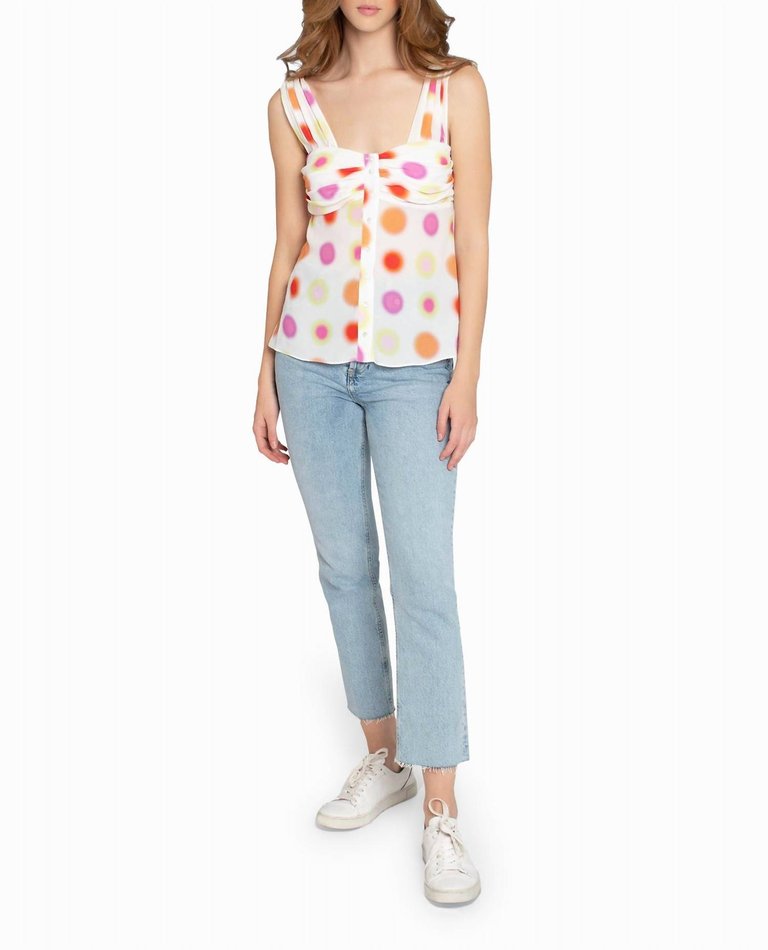 Radiant Aura Silk Top In White Aura Dot - White Aura Dot