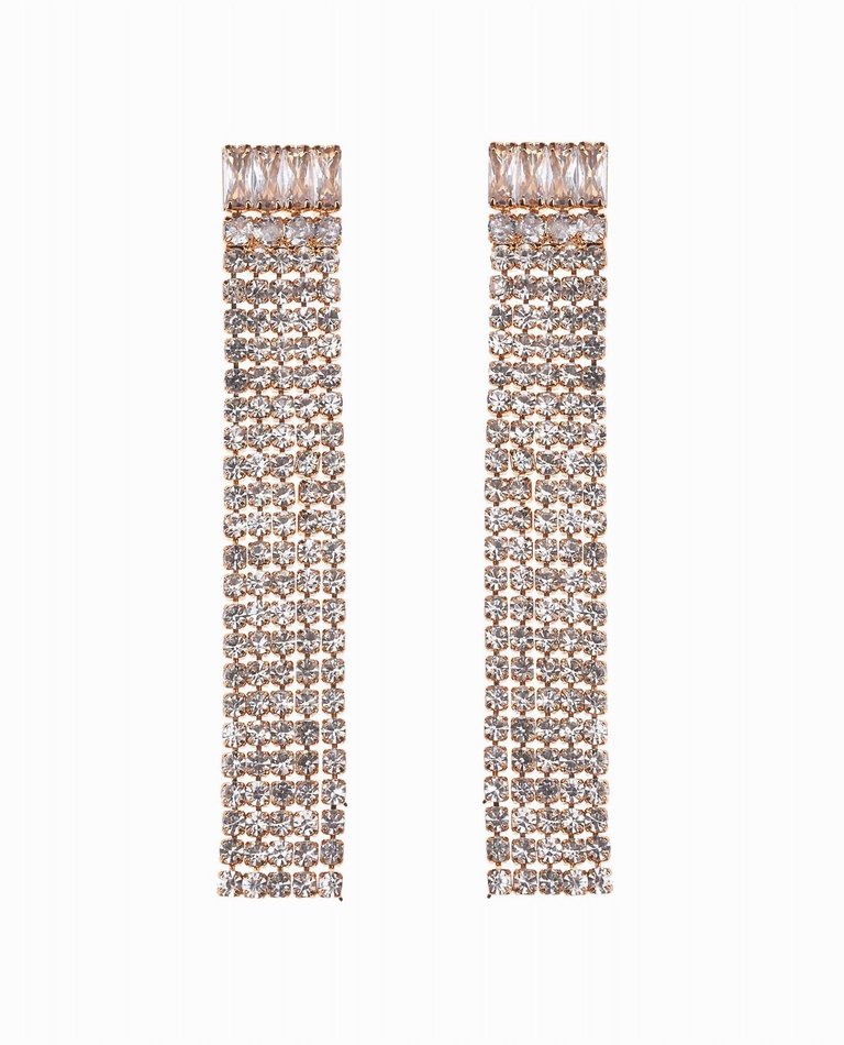 Rhinestone Linear Earrings In Gold - Gold