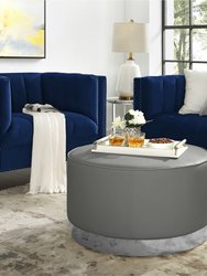 Zyaire Cocktail Ottoman - Grey PU/Chrome