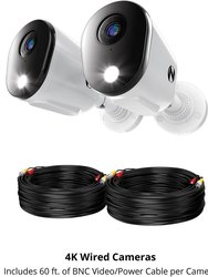 Wired 4K Deterrence Security Cameras With 2-Way Audio - 2 Pack