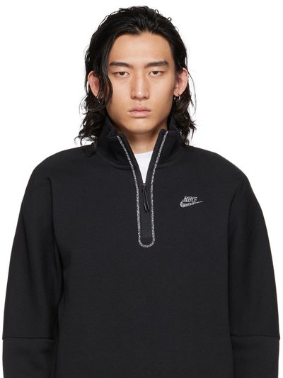 Nike Men Solid Black Sportswear Half-Zip Stand Collar Sweatshirt product