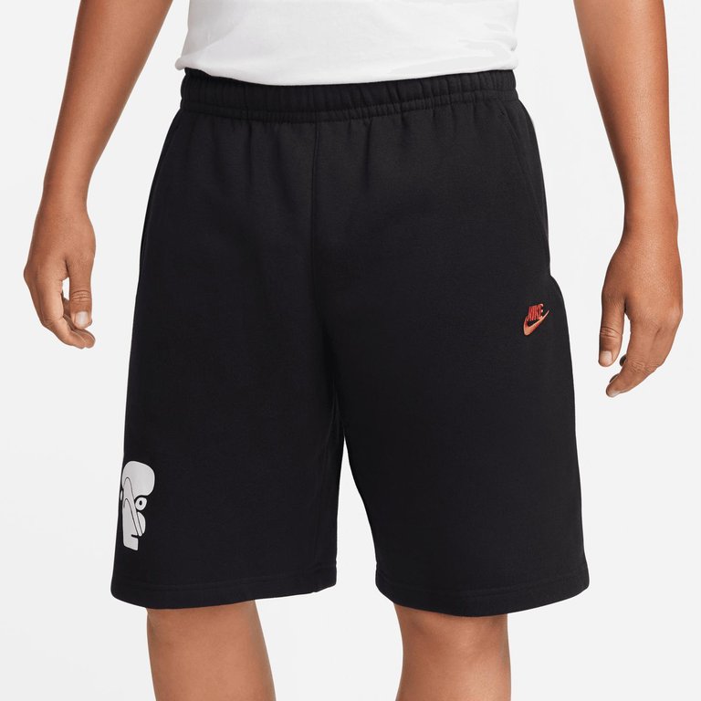 Men's Fleece Graphic Shorts In Black/White-Lt Crimson