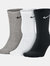 Unisex Adult Crew Socks Set (Pack of 3) - White/Black/Gray
