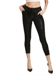 Debbie Sequin Joggers - Black