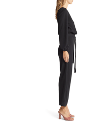 Joy Long Sleeve Tie Waist Jumpsuit - Black