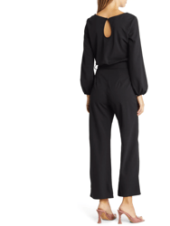 Joy Long Sleeve Tie Waist Jumpsuit - Black