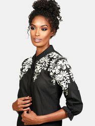 Victoria Embroidered Blouse - Black