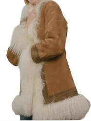 Harrison Mongolian Fur Shearling Coat In Tan Multi