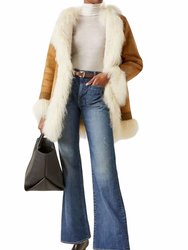 Harrison Mongolian Fur Shearling Coat In Tan Multi - Tan Multi