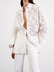 Mael Embroidered Poplin Shirt In Ivory Paisley - Ivory Paisley