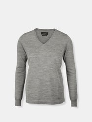 Nimbus Womens/Ladies Ashbury Knitted V Neck Sweater (Gray Melange) - Gray Melange