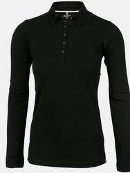 Nimbus Womens/Ladies Carlington Deluxe Long Sleeve Polo Shirt (Black) - Black