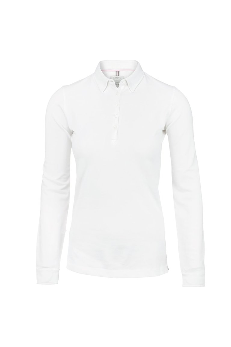 Nimbus Womens/Ladies Carlington Deluxe Long Sleeve Polo Shirt (White) - White