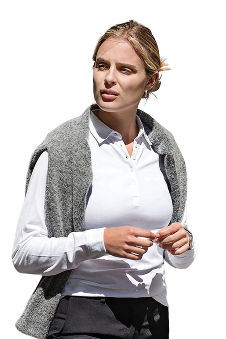 Nimbus Womens/Ladies Carlington Deluxe Long Sleeve Polo Shirt (White)