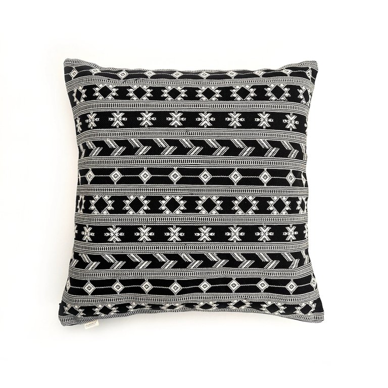 Black & White Aztec Print Pillow Cover - Black