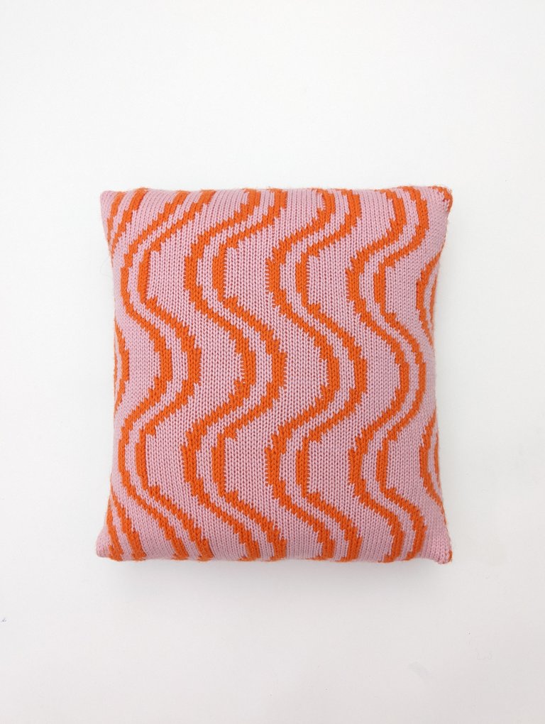 Squiggle Pillow - Orange / Light Pink