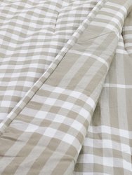 Banbury Plaid Linen And Ivory Cotton Twin Comforter Set