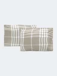 Banbury Plaid Linen And Ivory Cotton Twin Comforter Set